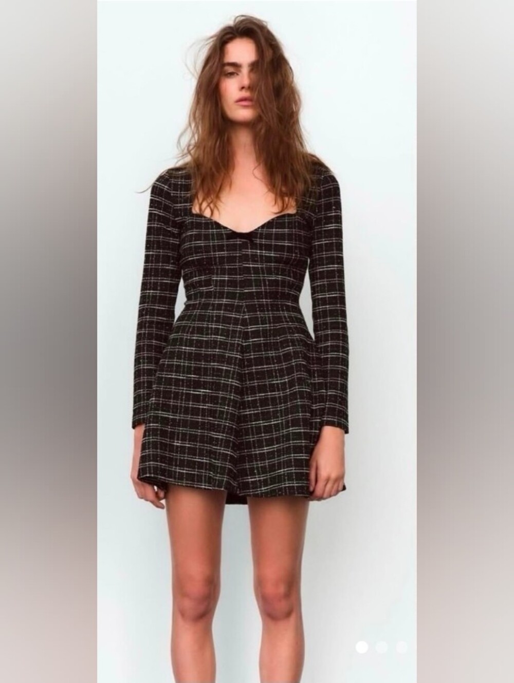 NWT/ZARA 💌CHECKERED SKATER DRESS Small